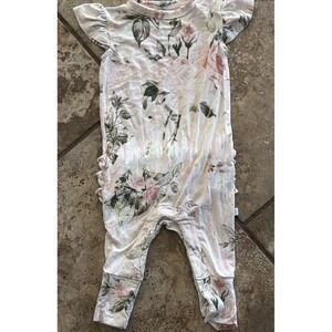 Posh Peanut Baby Girls 0-3 Months Sleeper Pajamas Outfit Pink Roses VGC